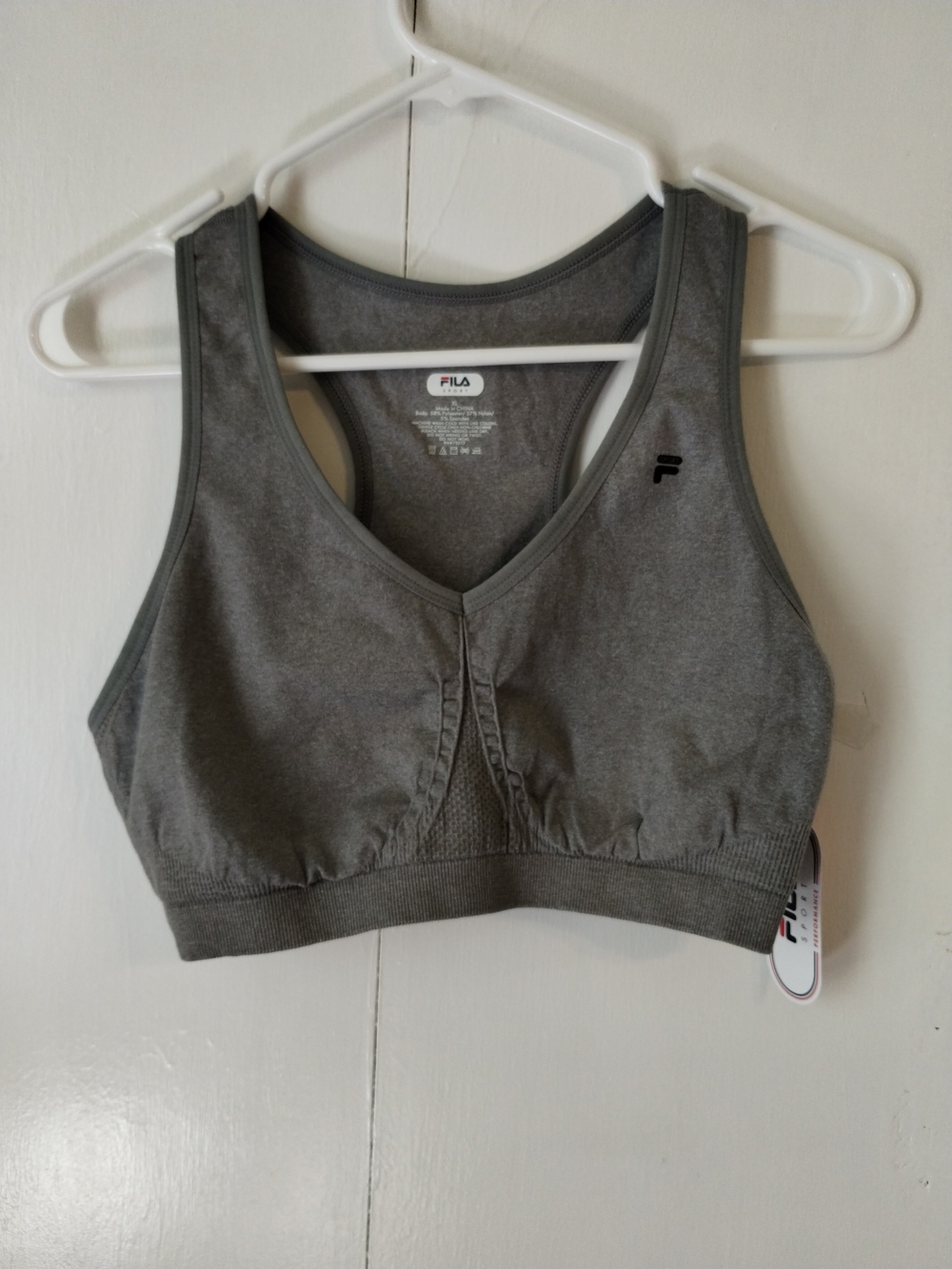 Fila Grey Seamless V-Neck Sports Bra